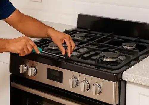 Urban Gas Stove technician servicing a gas stove